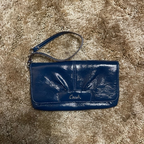 Coach Blue Leather Wristlet Wallet